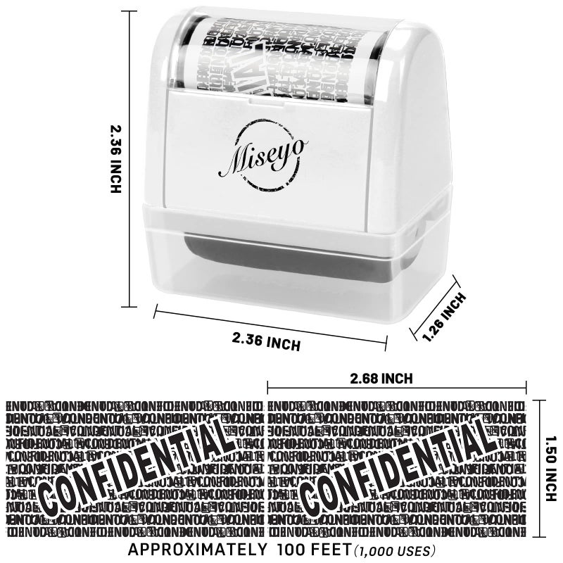 Miseyo Identity Theft Protection Roller Stamp Set - White (6 Refill Ink Incleded) - Image 2